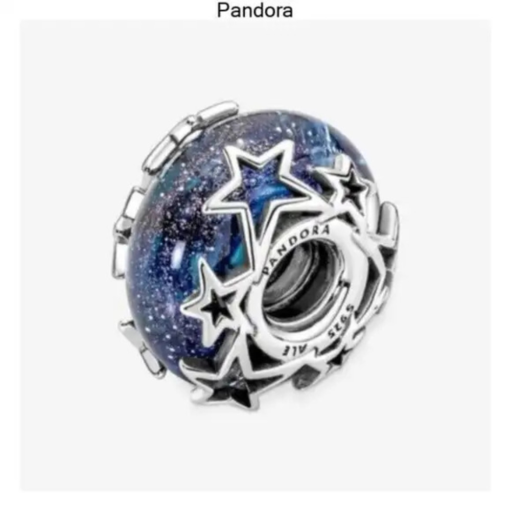 Galaxy Blue & Star Murano Charm